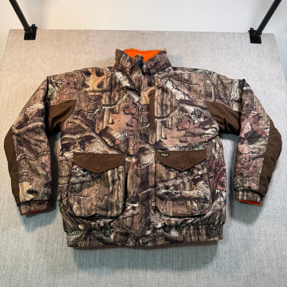 Yukon Gear Mens Camo Hunting Jacket Mossy Oak Break-Up Infinity Orange Lined XL